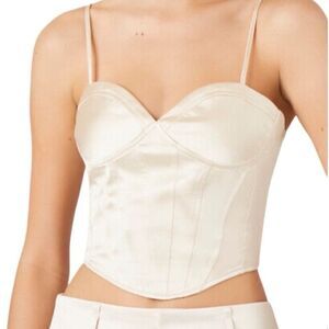 Forever 21 Satin Corset Cropped Cami champagne size large